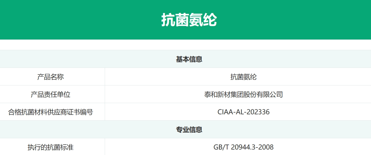 泰和新材集團股份有限公司獲得CIAA抗菌標志使用授權